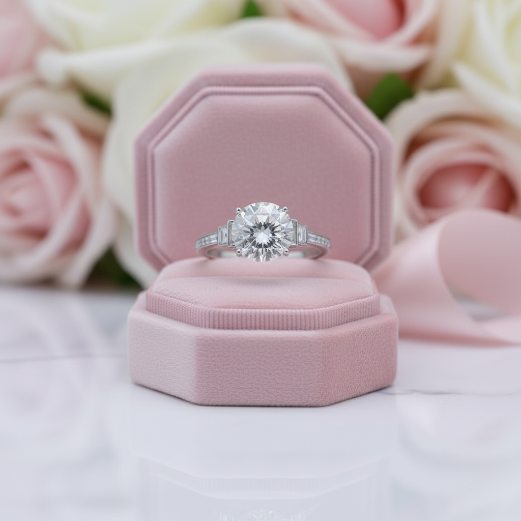 5.0 Ct Round Cut Diamond Option Engagement Ring-Black Diamonds New York