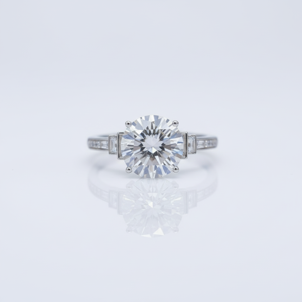 5.0 Ct Round Cut Diamond Option Engagement Ring-Black Diamonds New York