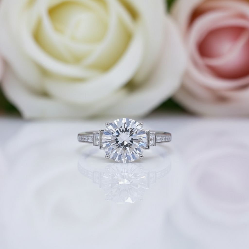 5.0 Ct Round Cut Diamond Engagement Ring-Black Diamonds New York