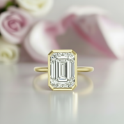 5ct Emerald Cut Diamond Bezel Engagement Ring-Black Diamonds New York
