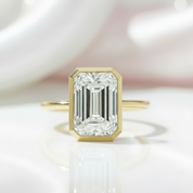 5ct Emerald Cut Diamond Bezel Engagement Ring-Black Diamonds New York