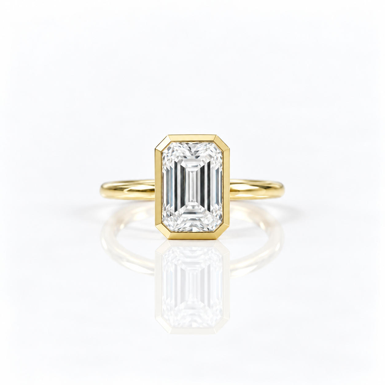 5ct Emerald Cut Diamond Option Bezel Engagement Ring-Black Diamonds New York