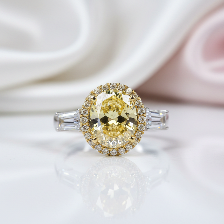5ct Luxury Oval Yellow Diamond Ring