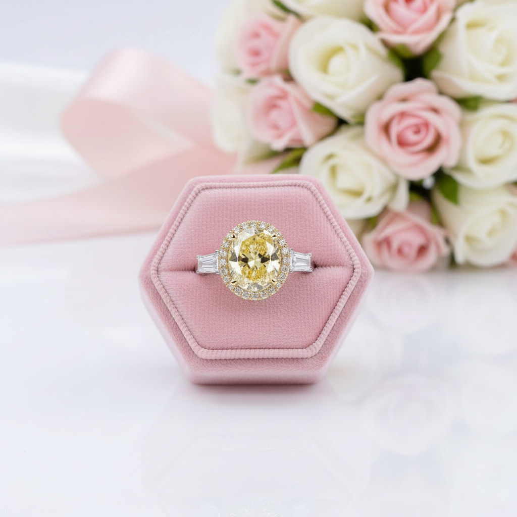 5ct Luxury Oval Yellow Diamond Ring