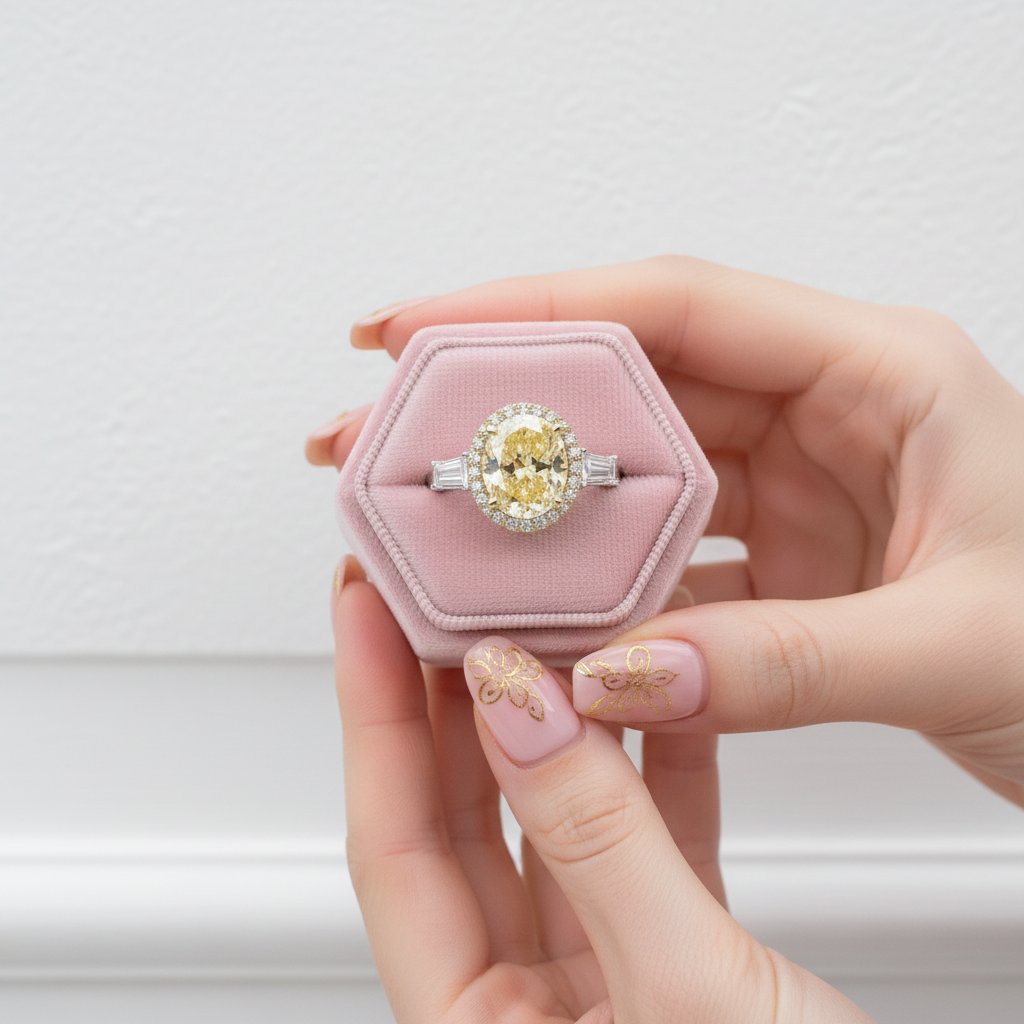 5ct Luxury Oval Yellow Diamond Ring