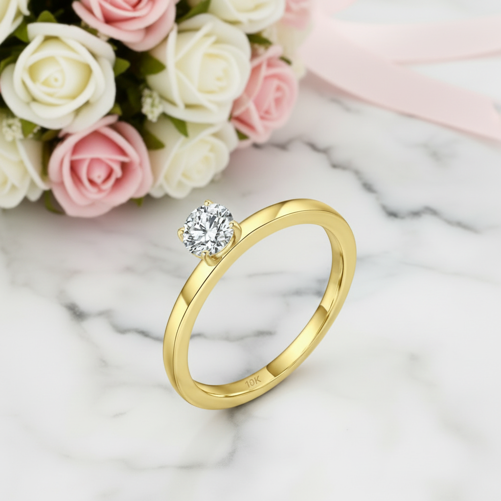 5mm 0.5Ct D Color VVS Diamond Option Solitaire Engagement Ring-Black Diamonds New York