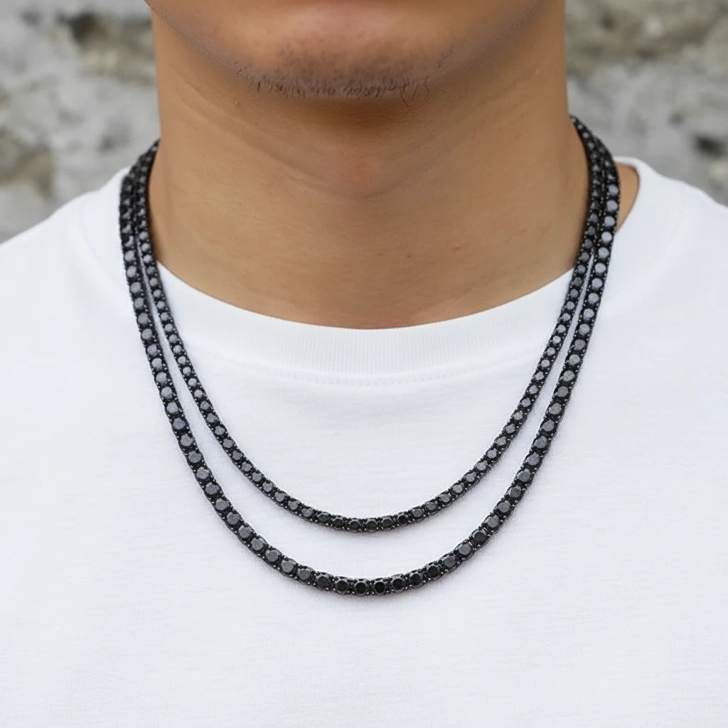 5mm Black Diamond Option Unisex Gothic Necklace-Black Diamonds New York