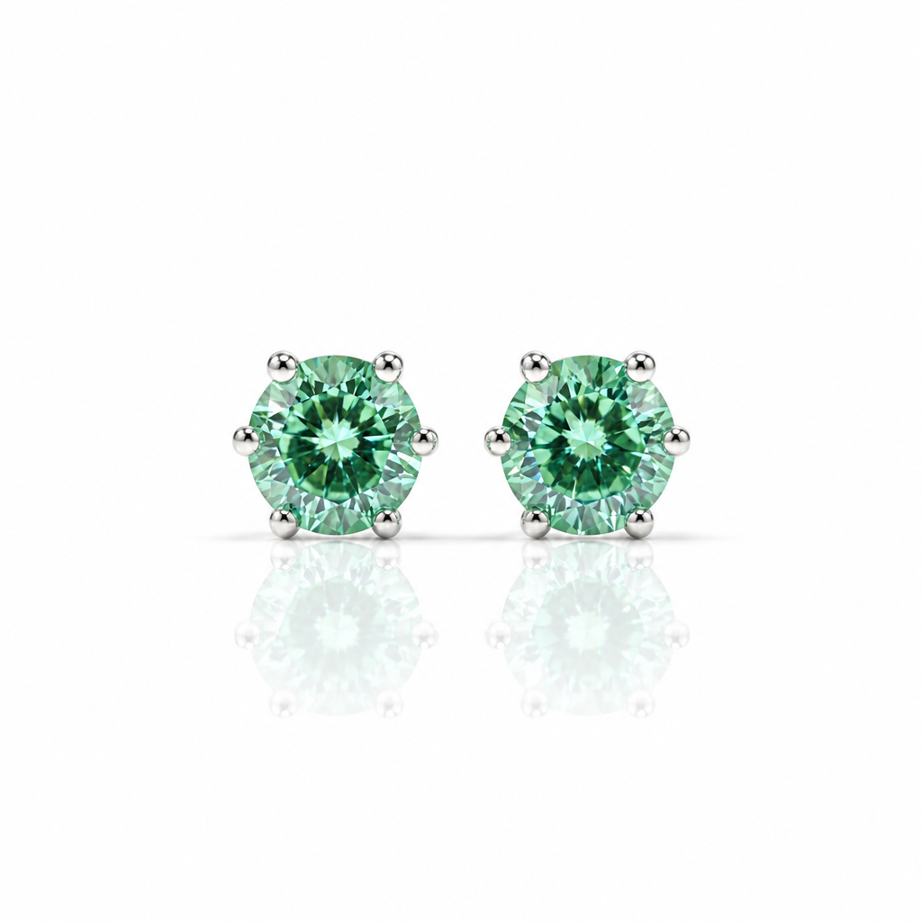 5mm Green Color Round Diamond Option Stud Earrings-Black Diamonds New York