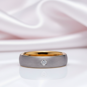 Dome Brushed Finished Tungsten Wedding Band with Diamond Option-Black Diamonds New York