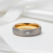 Dome Brushed Finished Tungsten Wedding Band with Diamond Option-Black Diamonds New York