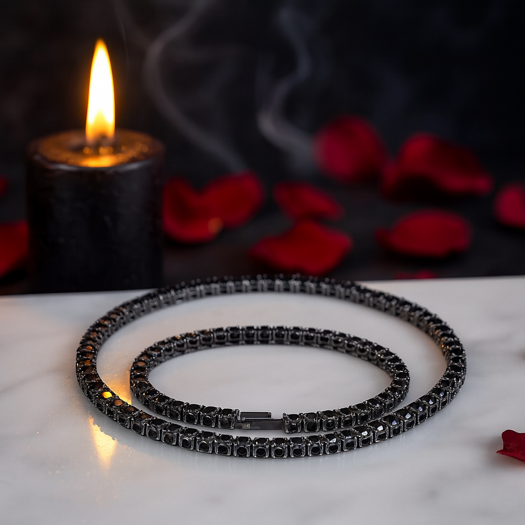 5mm Black Diamond Unisex Gothic Necklace-Black Diamonds New York