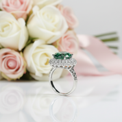 6 Carat Round Cut Green Diamond Option Halo Engagement Ring-Black Diamonds New York