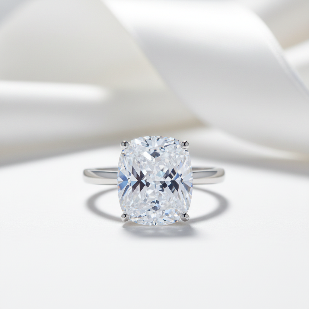 6.0 Ct Cushion Cut Diamond Option Wedding Anniversary Solitaire Ring-Black Diamonds New York