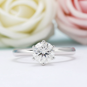 6 Prong 1.0 Ct Round Cut Diamond Engagement Ring-Black Diamonds New York