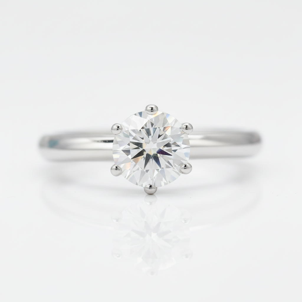 6 Prong 1.0 Ct Round Cut Diamond Option Engagement Ring-Black Diamonds New York
