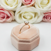 6 Prong Round Cut Diamond Rose Gold Engagement Ring-Black Diamonds New York