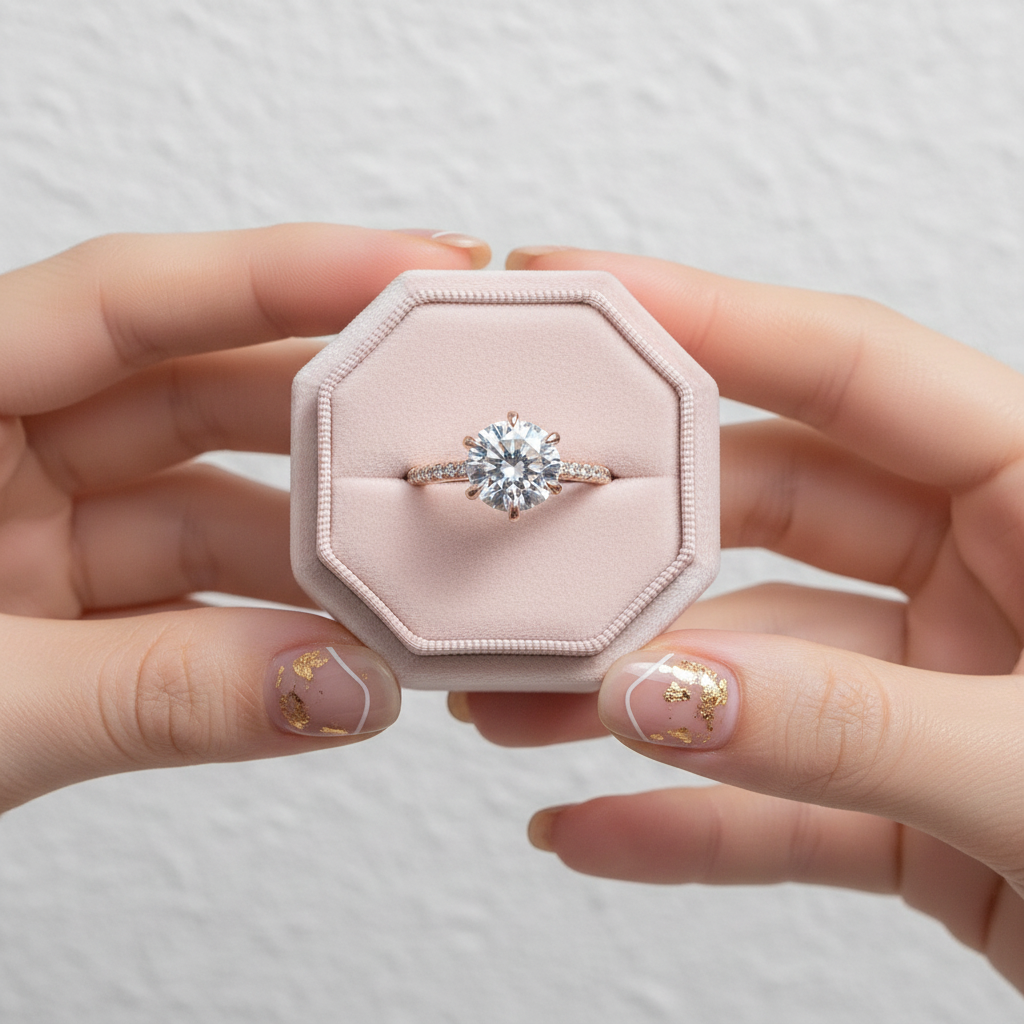 6 Prong Round Cut Diamond Option Rose Gold Engagement Ring-Black Diamonds New York