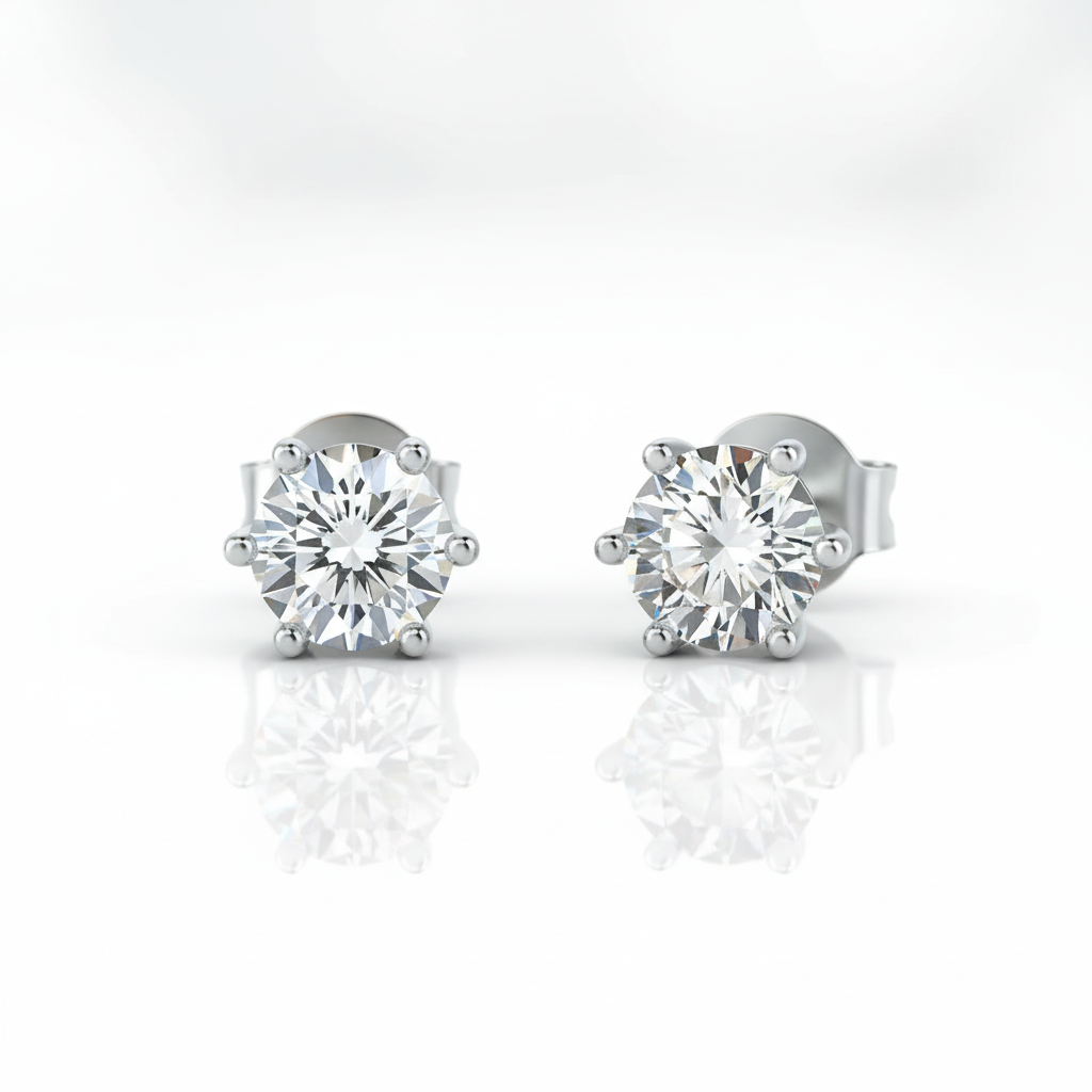 6 Prong Solitaire Diamond Option Earrings-Black Diamonds New York