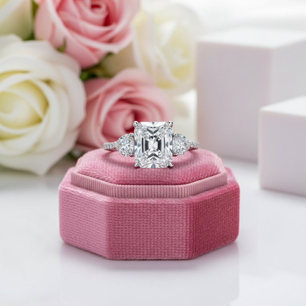 6.0 Ctw Three Stone Diamond Engagement Ring-Black Diamonds New York