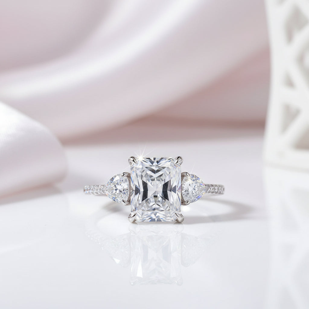 6.0 Ctw Three Stone Diamond Option Engagement Ring-Black Diamonds New York