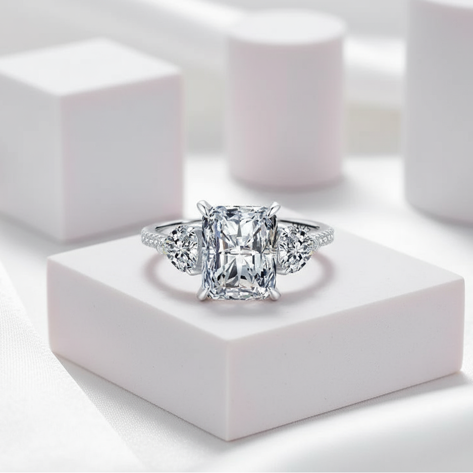 6.0 Ctw Three Stone Diamond Engagement Ring-Black Diamonds New York