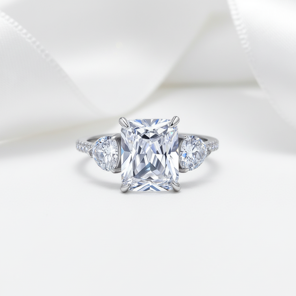 6.0 Ctw Three Stone Diamond Option Engagement Ring-Black Diamonds New York