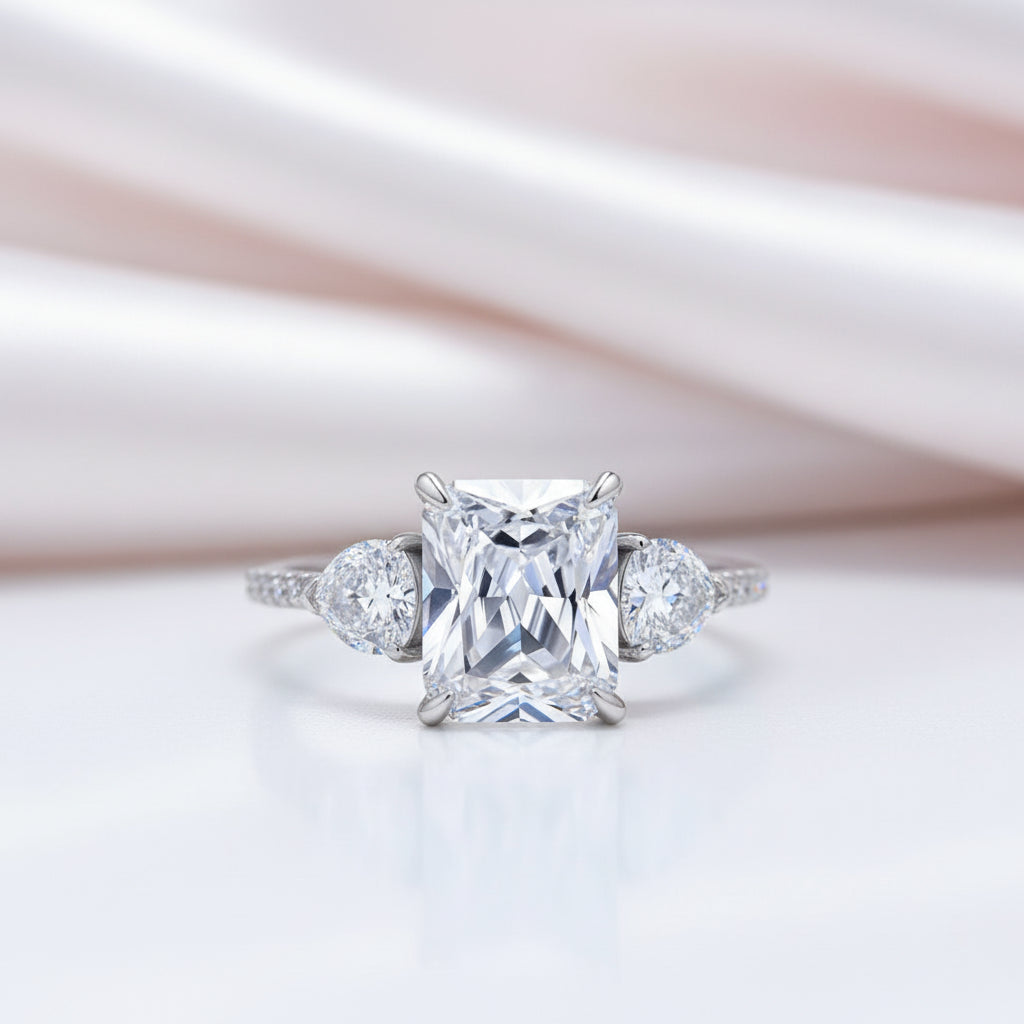 6.0 Ctw Three Stone Diamond Option Engagement Ring-Black Diamonds New York