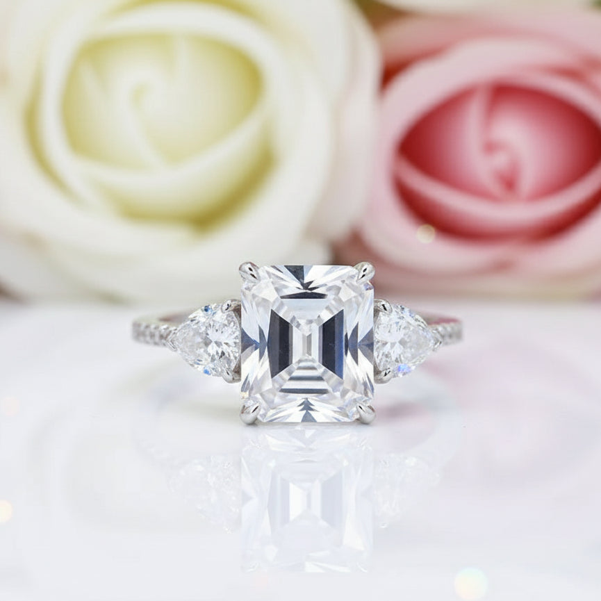 6.0 Ctw Three Stone Diamond Engagement Ring-Black Diamonds New York