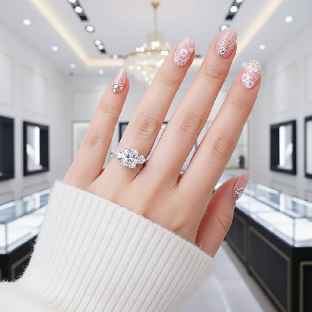 6.0 Ctw Three Stone Diamond Engagement Ring-Black Diamonds New York