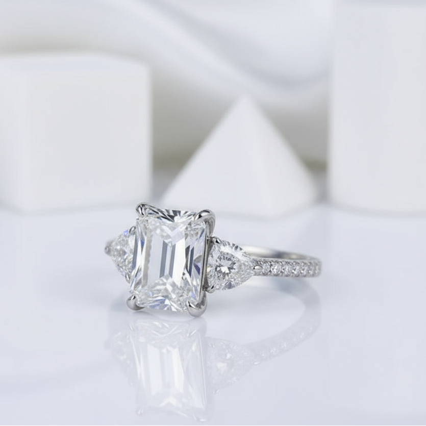 6.0 Ctw Three Stone Diamond Engagement Ring-Black Diamonds New York