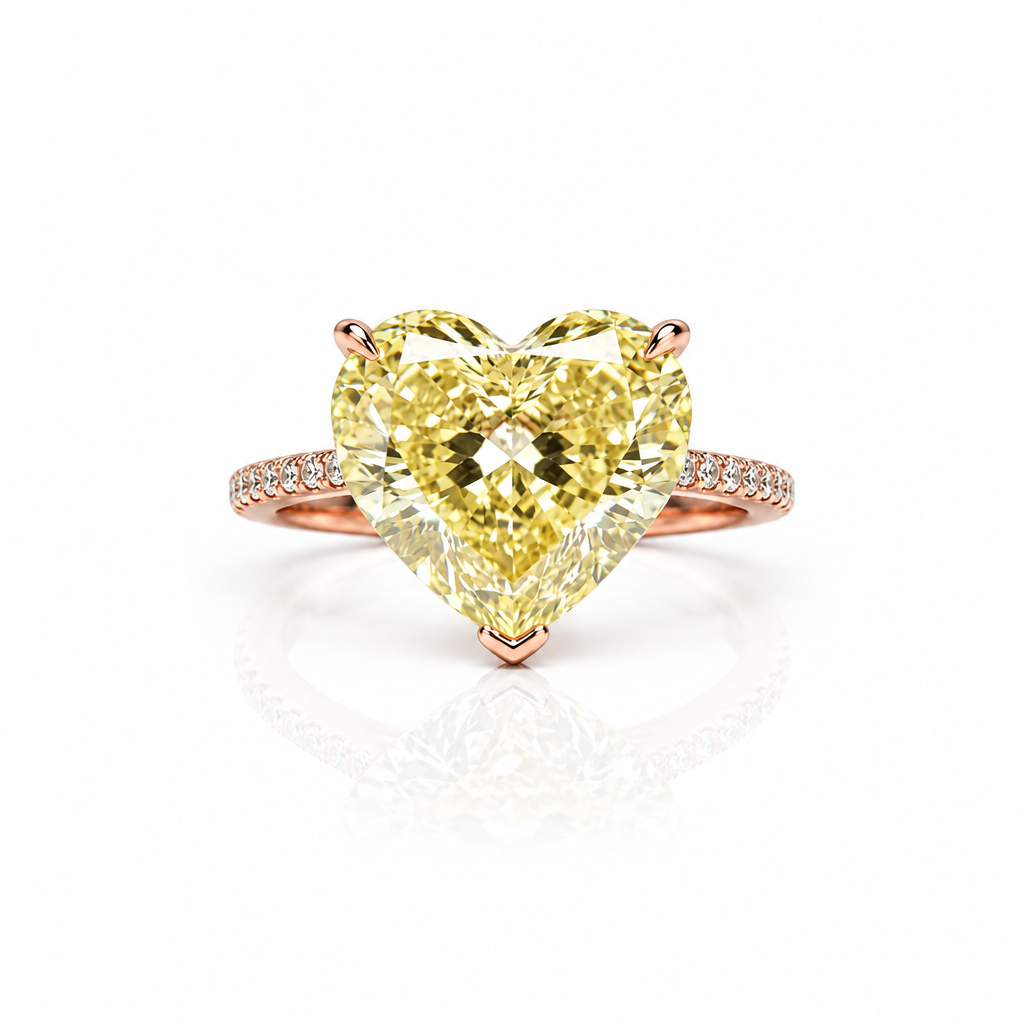 6.0ct Heart Cut Yellow Sapphire Rose Gold Engagement Ring-Black Diamonds New York