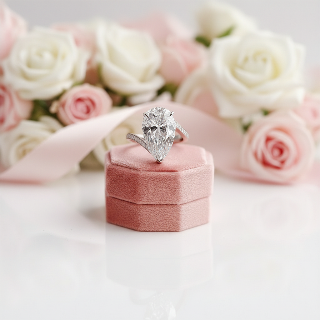 6.50 ct Pear-Cut Diamond Option Engagement Ring-Black Diamonds New York