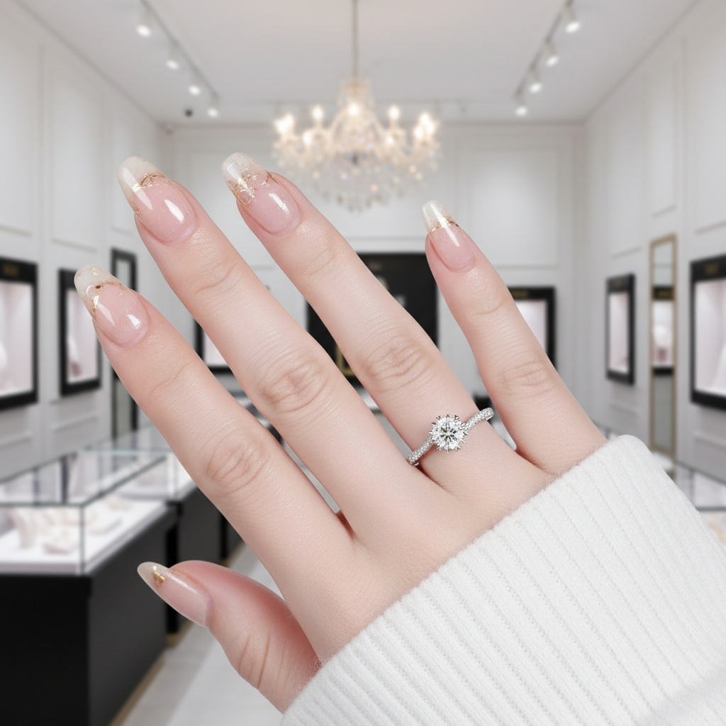 6.5mm 1.0 Ct Round Cut Diamond Engagement Ring-Black Diamonds New York