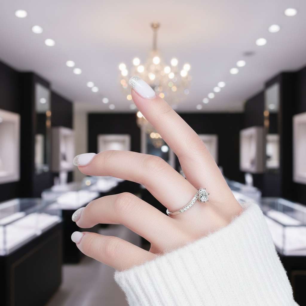 6.5mm 1.0 Ct Round Cut Diamond Engagement Ring-Black Diamonds New York