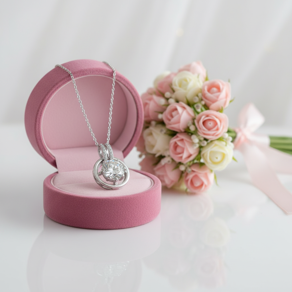 6.5mm 1CT Round Cut Diamond Pendant Necklace-Black Diamonds New York