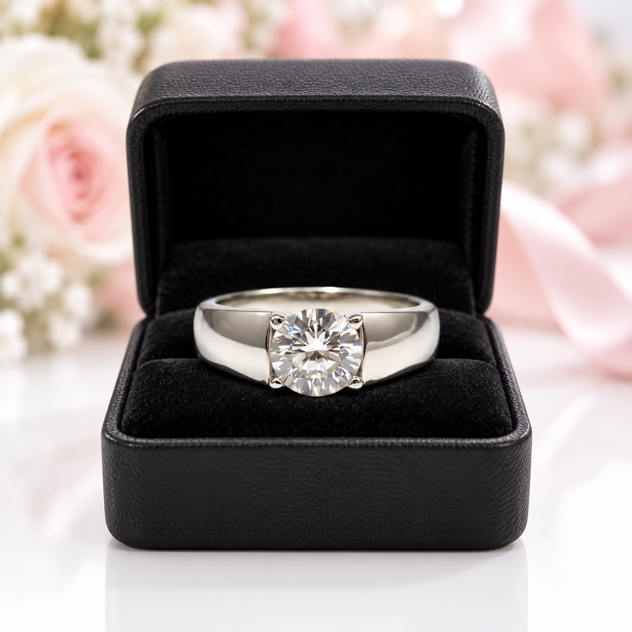 6.5mm 1 Carat Round Cut Diamond Option Men's Ring-Black Diamonds New York