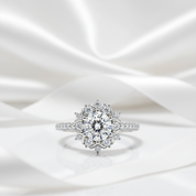 6.5mm Round Cut Diamond Flower Engagement Ring