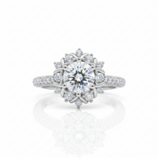 6.5mm Round Cut Diamond Option Flower Engagement Ring-Black Diamonds New York