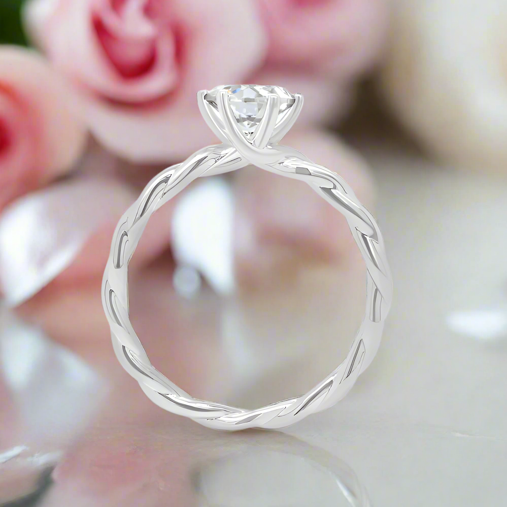 6.5mm Round Cut Diamond Twist Band Engagement Ring-Black Diamonds New York