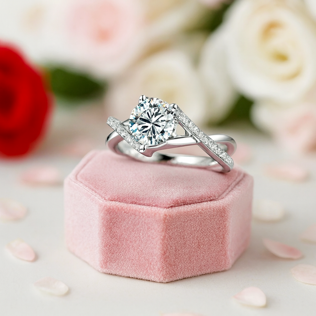 6.5mm Round Diamond Option Infinity Engagement Ring-Black Diamonds New York
