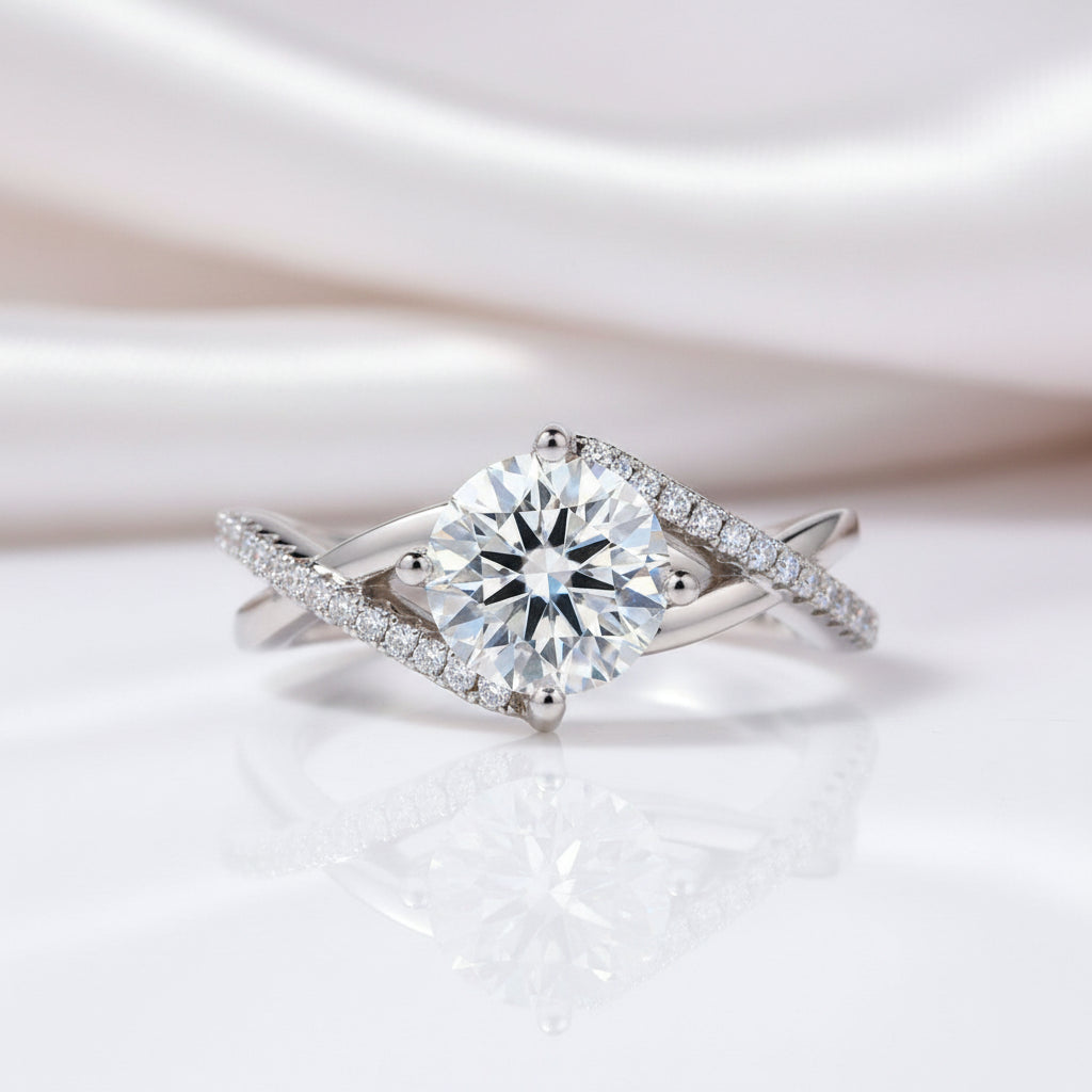6.5mm Round Diamond Option Infinity Engagement Ring-Black Diamonds New York