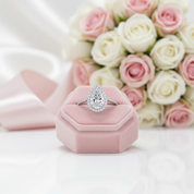 6.0 ct Pear Cut Diamond Option Halo White Gold Engagement Ring-Black Diamonds New York