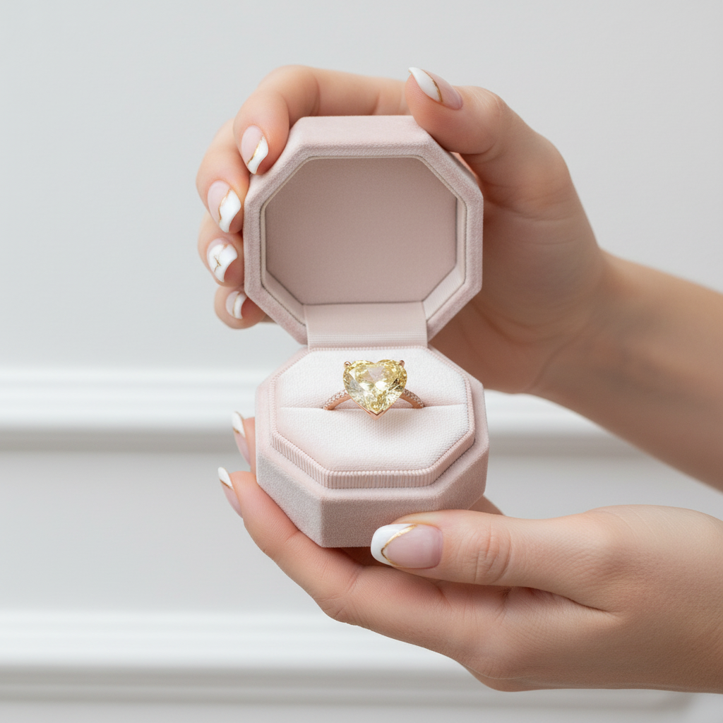 6.0ct Heart Cut Yellow Sapphire Rose Gold Engagement Ring-Black Diamonds New York