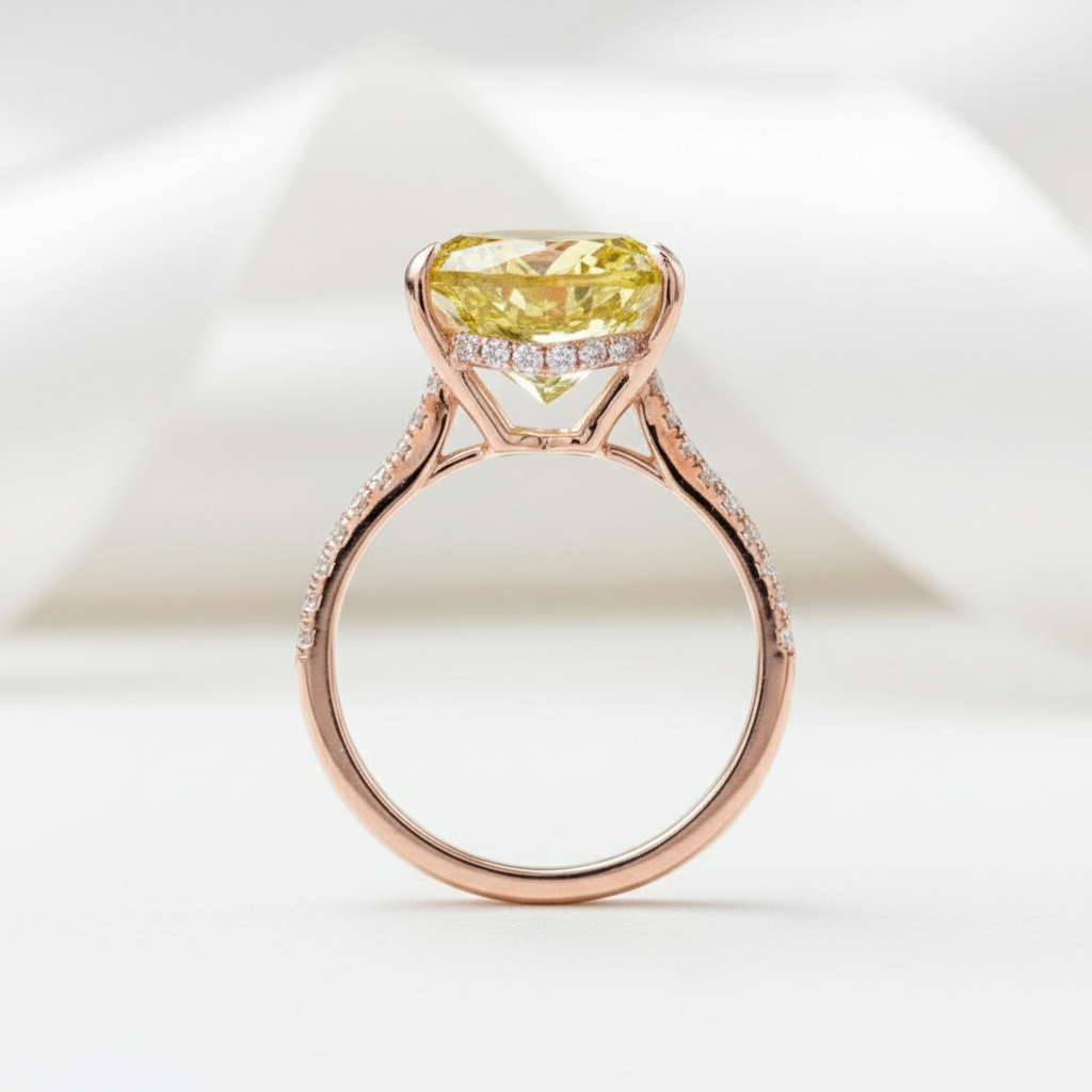 VIP JJ 6.0ct Heart Cut 18k Yellow Gold Yellow Moissanite Engagement Ring (Aftersale Service)-Black Diamonds New York