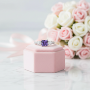 6.0mm Alexandrite Gemstone Engagement Ring-Black Diamonds New York