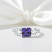 6.0mm Alexandrite Gemstone Engagement Ring-Black Diamonds New York