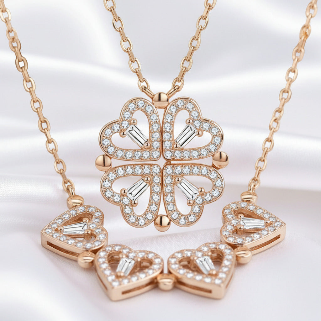 Clover-Heart Change Necklace-Black Diamonds New York