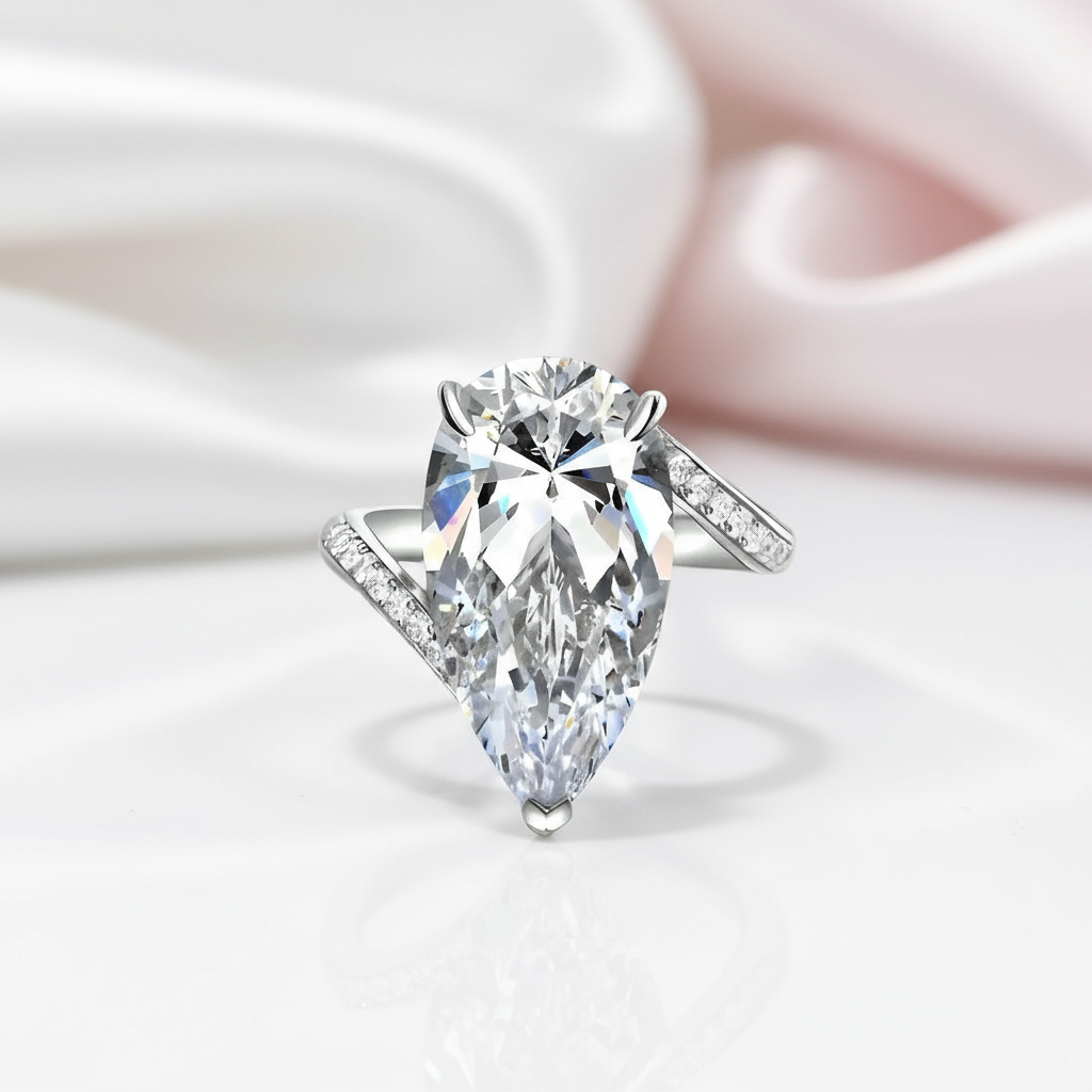 6.50 ct Pear-Cut Diamond Option Engagement Ring-Black Diamonds New York