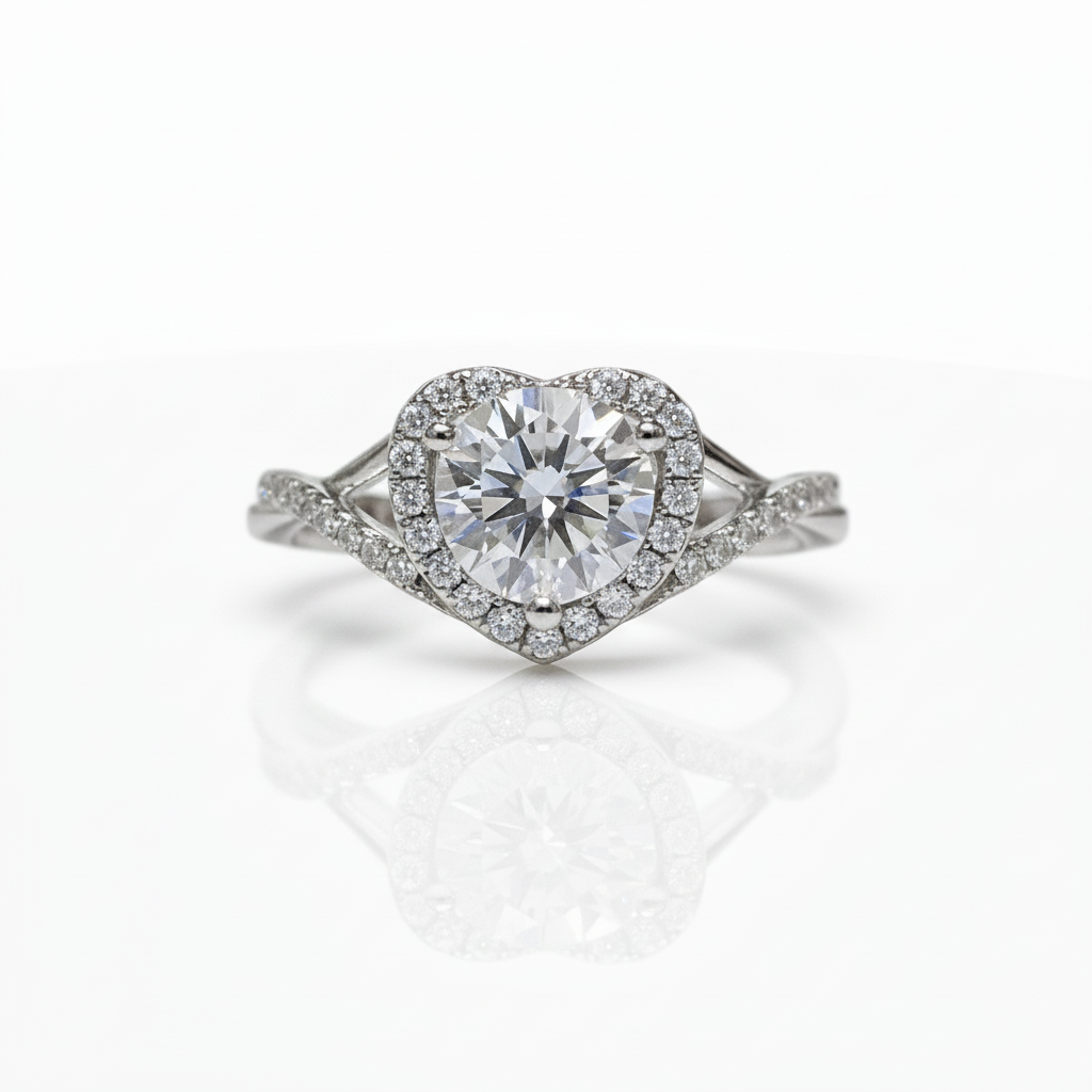 1 Carat Round Cut Diamond Option Heart Option Engagement Ring-Black Diamonds New York