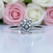 6.5MM 1.0 Carat Classic Round Cut Diamond Engagement Ring-Black Diamonds New York